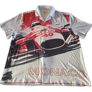 Reservoir Button Up Shirt Men's SZ L Cars Monaco Race  Print